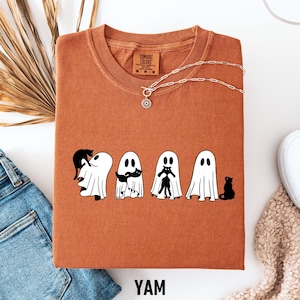 Retro Halloween Katze Geist Shirt, Girly Halloween T-Shirt, Herbst Halloween T-Shirt, gruselige Saison Shirt, Kürbis Halloween, gruselige Mama Shirt