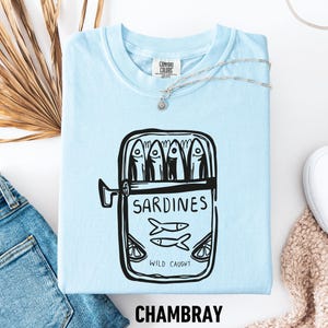 Sardine Shirt, Sardines T-shirt, Coastal T-shirt, French Aesthetic, Coastal Grandma, Oversize, Womens, Mens, Comfort Colors T-shirt