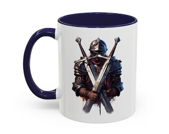 Armored Knight Coffee Mug: Medieval Warrior with Swords (11oz)