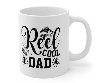 Grappige vismok voor papa Haspel Cool Dad Coffee Cup, cadeau voor visser 11oz, 15oz