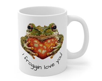 Funny Frog Mug, I Froggin Love You, Valentine's Day Gift