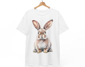 Bunny Print T-Shirt, Unisex Cotton Rabbit Tee, Animal Lover Gift