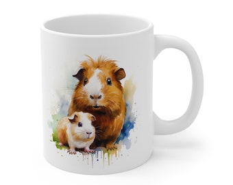 Cute Guinea Pigs Mug, Guinea Pig Gift, Ceramic Mug for Daughter Mother Girl Women
