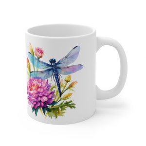 Dragonfly Ceramic Mug, Insect Mugs, Gift for her, Bug Mug, gift for friend, Dragonfly Mug,coffee mug,White Ceramic Coffee Mug