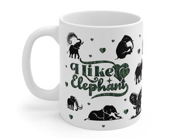 Taza "Me encantan los elefantes": taza de café con temática animal, regalo para los amantes de los elefantes