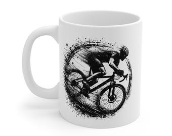 Cyclist Coffee Mug: Road Bike Art, Cycling Gift