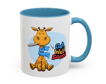 Cute Giraffe Get Well Soon Mug, Cheerful Recovery Gift for Boy, Girl, Friends & Family Accent Coffee Mug (11oz)