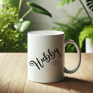 Hubby Mug: Heart Accent Ceramic Coffee Cup - Husband Gift
