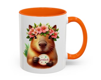 Floral Capybara Good Luck Coffee Mug - Animal Lover Gift