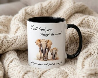 Elephant Parent Child Mug, Sentimental Quote Gift, Mother's Day Birthday Mug for Mum Dad, Cute Elephant Coffee Cup, Multiple Colors