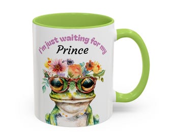 Waiting for My Prince Frog Mug | Humorous Water-colour Frog Coffee Cup | Cute Gift for Her | UK Seller
