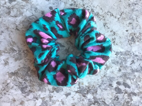Turquoise Hot Pink Animal Print Cheetah Leopard Cat Scrunchie Etsy