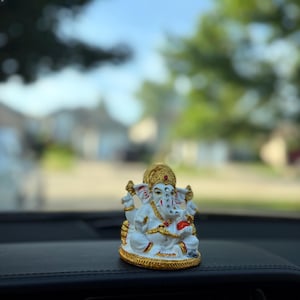 Lord Ganesha Car Dashboard Idols – Hindu God Figurines for Car or Home Decor
