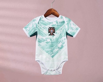Portugal Style Baby Soccer Jersey Bodysuit | Custom Name Number Infant Football Outfit