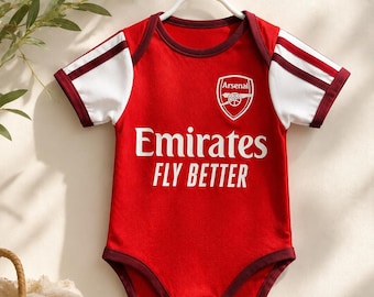 Personalized Arsenal Baby Jersey Bodysuit, Personalized Baby Football Outfit, Custom Name & Number Soccer Romper, Baby Gift