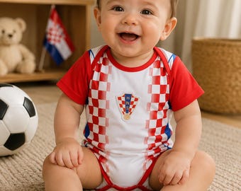 Croatia Baby Soccer Jersey, Personalized Name & Number Romper, Custom Football Onesie, Baby Shower Gift, Newborn Outfit