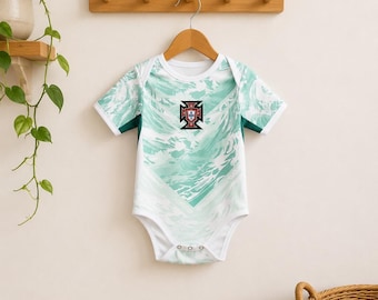Custom Portugal Style Baby Soccer Jersey Bodysuit | Custom Name Number Infant  Outfit