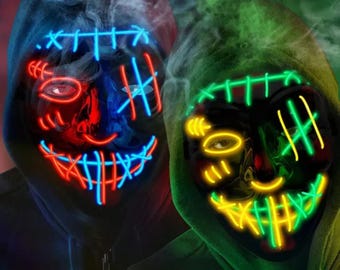 LED Purge Mask - Light Up Glow Mask - 4 Farboptionen - Rave / Festival / Halloween
