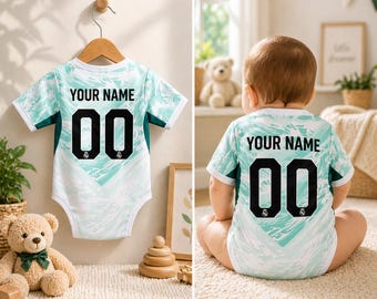 Portugal Style Baby Soccer Jersey Bodysuit | Custom Name Number Infant Football Outfit