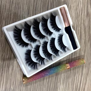 5 Pairs Magnetic Eyelashes with Eyeliner | Reusable Natural Thick False Lashes | 5 Magnet Design for Easy Application