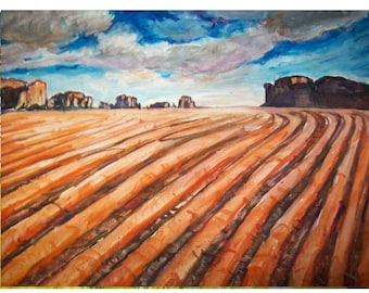 TIMELESS MONUMENT Valley - painting original western landscape watercolor one-of-a-kind OOAK 11x15,  Desert, Arizona, Sands, Southwest