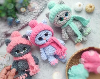 Cute Cat with Scarfs pattern, Amigurumi cat pattern, crochet kitty, Cute cat, Animal pattern, Amigurumi animal PDF FILE