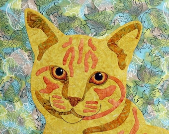 Cat Quilt Block .pdf Pattern, Orange Tabby, Applique, PDF Digital Download