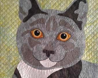pdf Cat Pattern, Instant Download, "Max" Quilt Applique Cat Pattern, (.pdf Pattern)