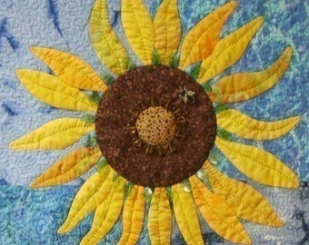 pdf SUNFLOWER, Instant Download .pdf, Applique Sunflower, Sewing Quilt Pattern, Large Sunflower, Hand or Fusible Applique Pattern, Flowers