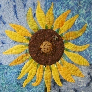 pdf ZONNEBLOEM, Instant Download .pdf, Applique Zonnebloem, Naaiquiltpatroon, Grote zonnebloem, Hand- of smeltbaar stoffenpatroon, Bloemen