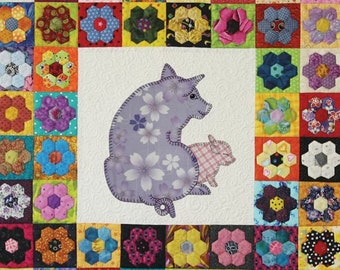 Pattern, Pig Quilt Sewing Pattern, Pigs on a Blanket, Mailed Quilt Pattern, Hand or Fusible Appliqué Quilt Pattern, Pig Quilt, Baby Quilts