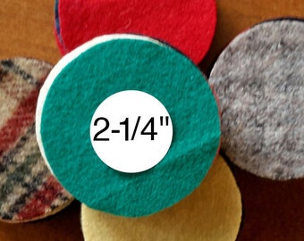 Wool Circles, (50) 2-1/4" Circles for Wool Penny Rugs, Precut Recycled Felted Wool Circles, Wool Pennies, Wool Scraps, Recycled Wool Circles