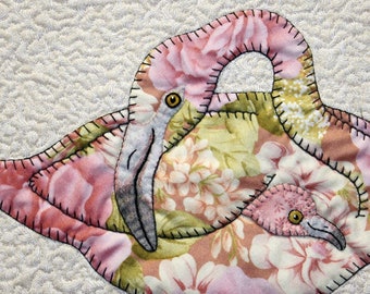 pdf Flamingo Quilt, Applique Pattern, Instant Download, Flamingo Applique Quilt, Pink Flamingo, Baby Quilt, FREE Shipping, 3 pages to Print