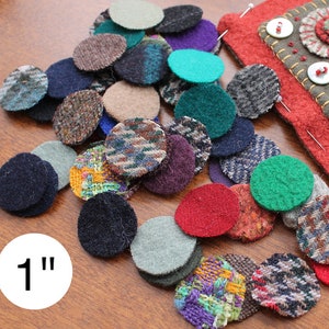 Wool Circles, 50 1 Wool Circles, Precut Recycled Felted Wool Circles, Wool Pennies, Wide Variety Colors and Textures, Scrap Wool Circles image 1
