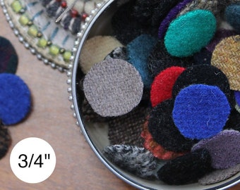 Wool Circles, (50) 3/4" Circles for Wool Penny Rugs, Set of 50 Circles, Precut Recycled Wool Circles, Wool Pennies, Wide Variety of Colors