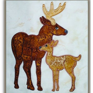 Digitized, Deer with Fawn, Applique in the Hoop for Embroidery Machines, Digitized Designs on Thumb Drive, Woodland Quilts, Deer Patterns image 2