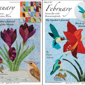 Patterns, Block of the Month Single Patterns, My Garden&#39;s Journal, Birds, Flowers, Butterflies, Large Floral Applique, Quilt Patterns, Birds