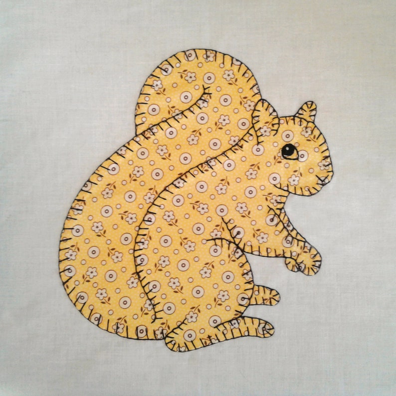 pdf SQUIRREL, Single Block .pdf, Instant Download, Traditional Applique Squirrel Pattern, Hand or Fusible Applique, Free Shipping, Quilted image 5