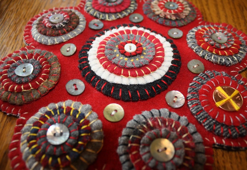 Handmade Wool Penny Rug Felted Wool Trivet Hot Pad Etsy