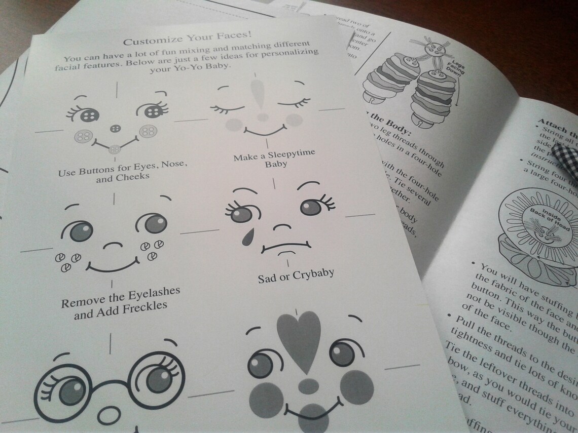 Pattern Yoyo Dolls Two Doll Sizes Make Your Own Yoyo Doll Etsy