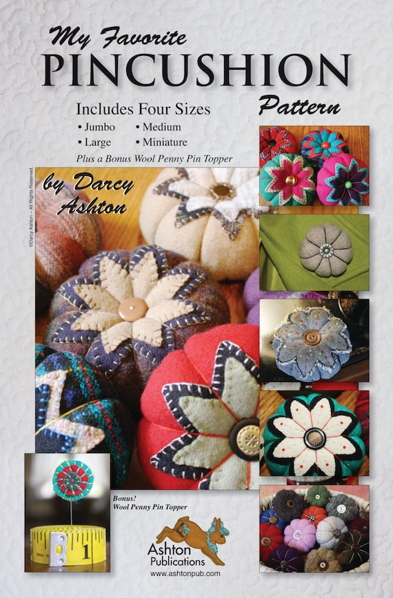 Pattern -- Pincushion Sewing Pattern -- Make Your Own Pincushion -- Easy Instructions -- Wool, Denim, Cotton -- Four Different Sizes