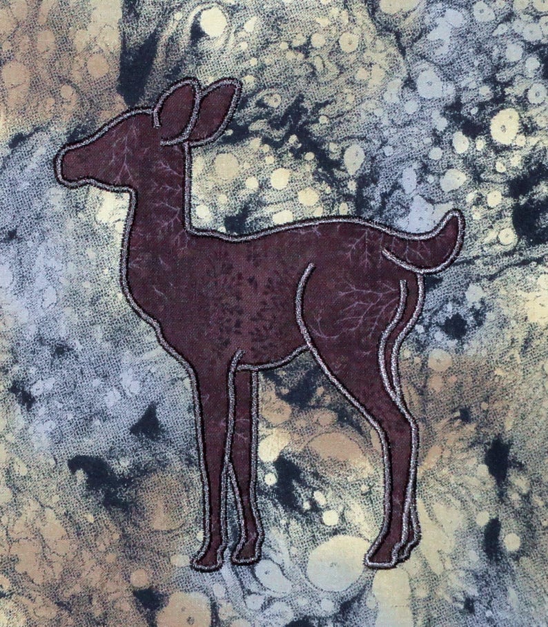 Digitized, Deer with Fawn, Applique in the Hoop for Embroidery Machines, Digitized Designs on Thumb Drive, Woodland Quilts, Deer Patterns image 8