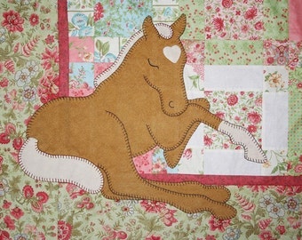 Pattern, Palomino Dreams, Applique Baby Horse Quilt Pattern, Easy Horse Quilt Design, Appliqué Horse Pattern, Pony Baby Quilt, Horses
