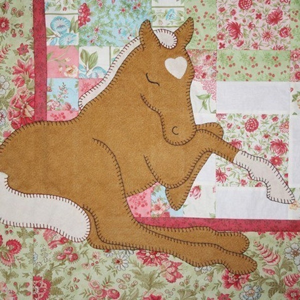 Pattern, Palomino Dreams, Applique Baby Horse Quilt Pattern, Easy Horse Quilt Design, Appliqué Horse Pattern, Pony Baby Quilt, Horses
