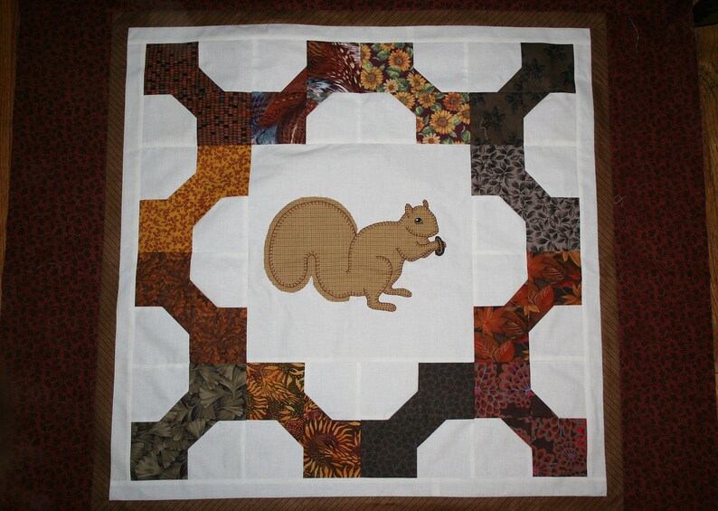 pdf SQUIRREL, Single Block .pdf, Instant Download, Traditional Applique Squirrel Pattern, Hand or Fusible Applique, Free Shipping, Quilted image 7