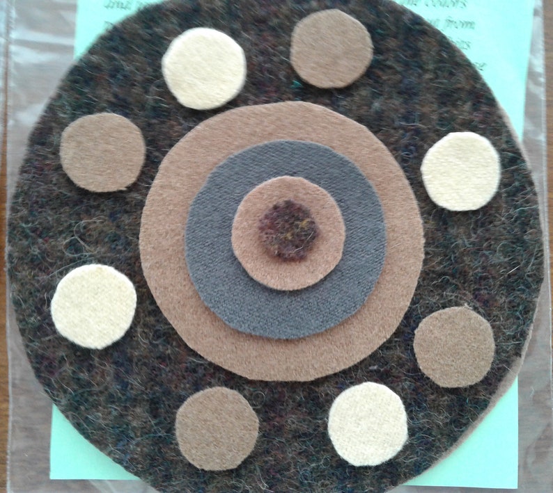 Make Your Own Wool Penny Rug ROUND Mug Rug Pre Cut Wool Appliqu\u00e9 Kits Wool Pennies Wool Appliqu\u00e9 Kit Wool Kit