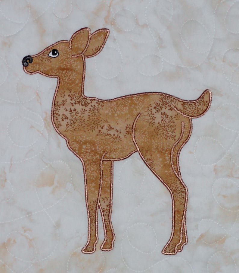 Digitized, Deer with Fawn, Applique in the Hoop for Embroidery Machines, Digitized Designs on Thumb Drive, Woodland Quilts, Deer Patterns image 7