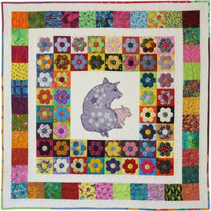 Pattern, Pig Quilt Sewing Pattern, Pigs on a Blanket, Mailed Quilt Pattern, Hand or Fusible Appliqué Quilt Pattern, Pig Quilt, Baby Quilts image 5