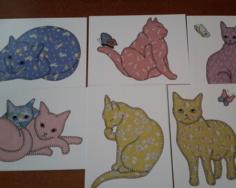 Note Cards, Cat Cards, Blank on Inside, Pack of 6, all Different, Thank You Cards, Greeting Cards, All Occasion Blank Notecards, Cats