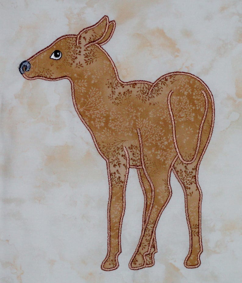 Digitized, Deer with Fawn, Applique in the Hoop for Embroidery Machines, Digitized Designs on Thumb Drive, Woodland Quilts, Deer Patterns image 9